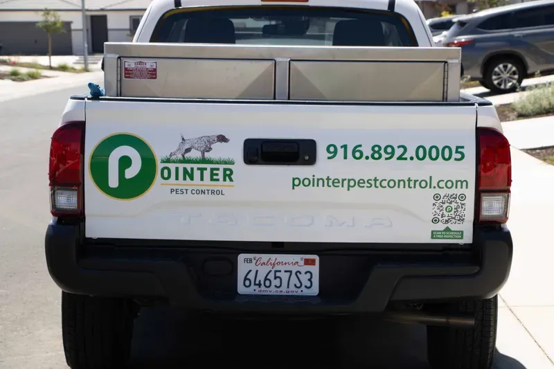 Back of Pointer Pest Control branded service truck